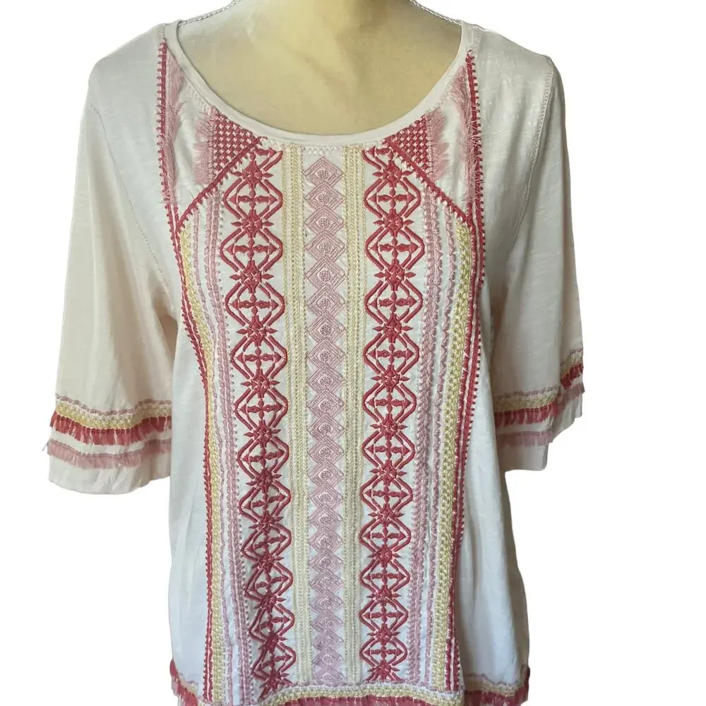 Sundance Embroidered Tunic Top Size Medium - Picture 3 of 9